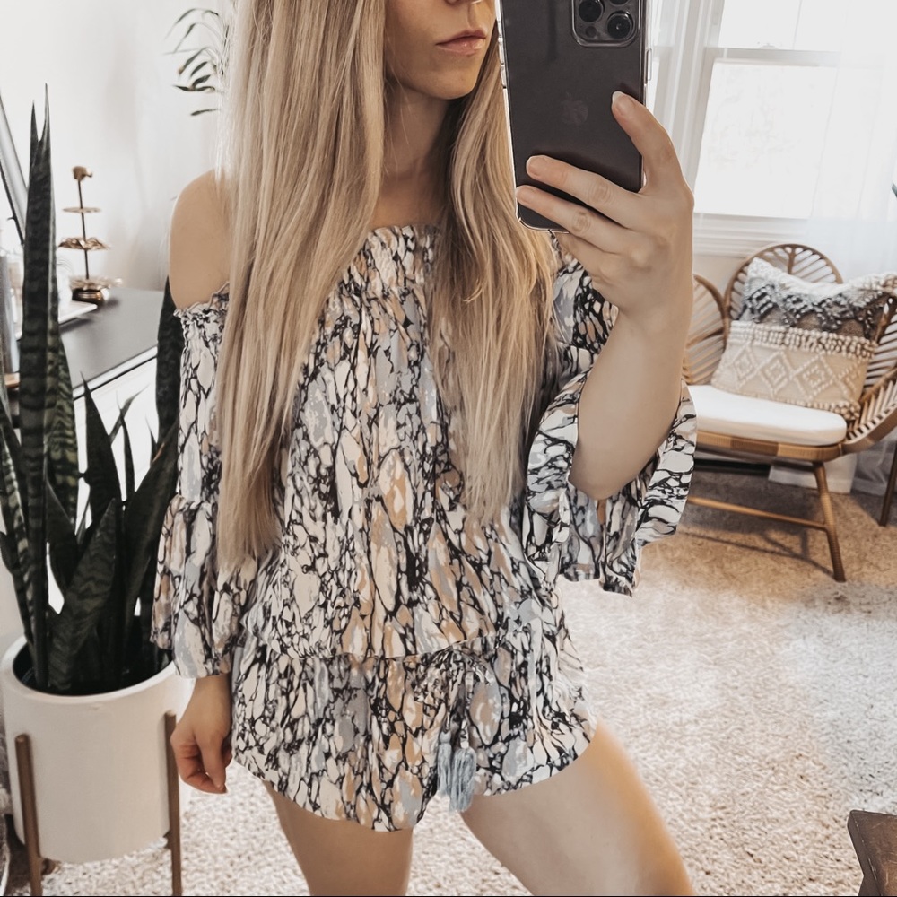 Olivaceous | Off-the-Shoulder Coverup Romper - Picture 8 of 9
